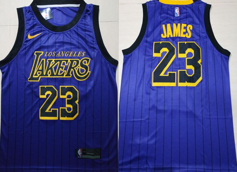 Men Los Angeles Lakers #23 James Blue City Edition Game Nike NBA Jerseys